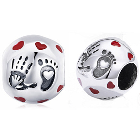 Charme Sterling Silber 925 Liebe in der Handfläche der Hand, Perle auf dem Armband Familie