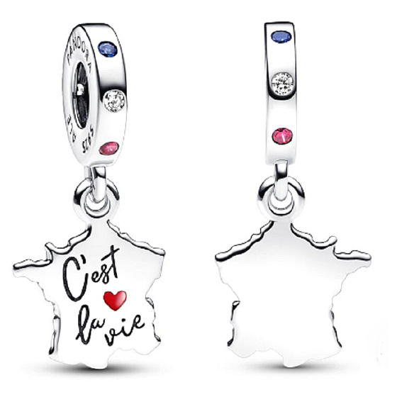 Charme Sterling Silber 925 Frankreich - das ist das Leben, Reise Armband Anhänger