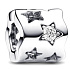 Charms Sterling Silber 925 Glitzernder Stern mit Aussparungen, Clipbead für Armband