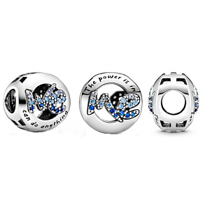 Charme Sterling Silber 925 Die Macht ist in mir, Perle auf Armband Symbol Charme Sterling Silber 925 Die Macht ist in mir, Perle auf Armband Symbol