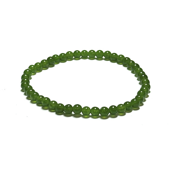Nefrit Taiwan Armband elastisch aus Naturstein, Kugel 4 mm / 16 -17 cm, Stein der Ruhe