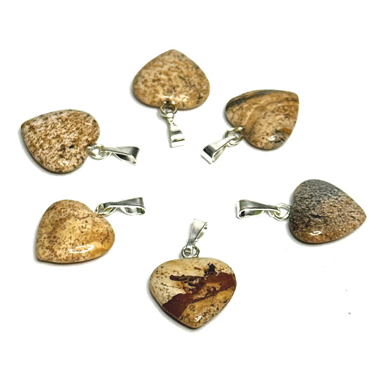 Jaspis Bild Herz-Anhänger Naturstein 15 mm, Stein der positiven Energie