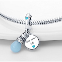 Sterling Silber 925 Luminescent - Glow in the Dark Bulb - Find Your Light, Wechselnde Farben 2in1 Anhänger Armband Symbol
