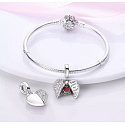 Sterling Silber 925 Pawprints on my heart, Herz-Anhänger an Haustier-Armband