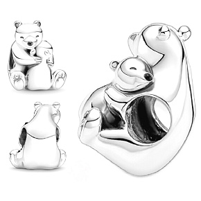 Charme Sterling Silber 925 Umarmung Eisbären, Perle auf Armband Familie