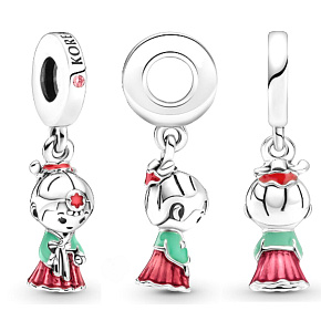 Charm Sterling Silber 925 Korea Koreanische Hanbok Puppe Anhänger, Reise-Armband-Anhänger