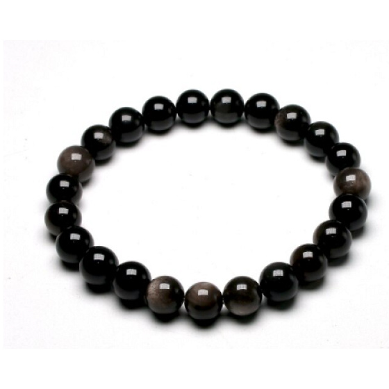 Schwarzer Achat elastisches Armband Naturstein, Kugel 8 mm / 16 - 17 cm, verleiht Mut und Stärke