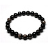 Schwarzer Achat elastisches Armband Naturstein, Kugel 8 mm / 16 - 17 cm, verleiht Mut und Stärke