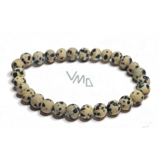 Jaspis Dalmatiner mattes Armband elastischer Naturstein, Kugel 6 mm / 16 - 17 cm, Stein der positiven Energie Jaspis Dalmatiner mattes Armband elastischer Naturstein, Kugel 6 mm / 16 - 17 cm, Stein der positiven Energie