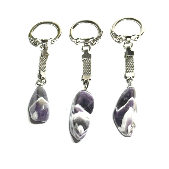 Amethyst Zebra Sambia Schlüsselanhänger Naturstein ca. 10 cm 1 Stück, Stein der Könige und Bischöfe