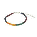 Saphir, Smaragd, Achat, Rubin Facettenarmband Naturstein für Schließe 21 - 25 cm, Kugel 4 mm