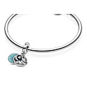 Sterling Silber 925 Weißstorch und Shining Star, 2in1 Anhänger für Armband Familie