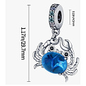 Charm Sterling Silber 925 Krabbe blau Muranoglas Tier-Armband-Anhänger