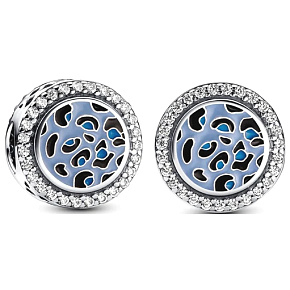 Charme Sterling Silber 925 Blauer Leopard Charme, Perle am Tierarmband