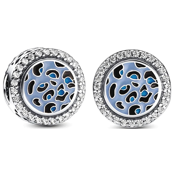 Charme Sterling Silber 925 Blauer Leopard Charme, Perle am Tierarmband