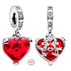 Charme Sterling Silber 925 Disney Mickey und Minnie Mouse Murano Herz Anhänger Armband Liebe
