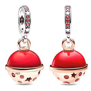 Charm Sterlingsilber 925 Planet Mars, Murano zweifarbiger glitzernder Anhänger für Armband Weltraum