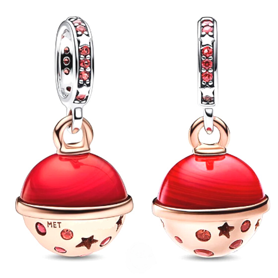 Charm Sterlingsilber 925 Planet Mars, Murano zweifarbiger glitzernder Anhänger für Armband Weltraum