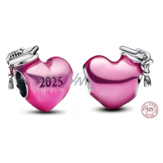 Charm Sterlingové stříbro 925 Gradace Růžové promoční srdce 2025, korálek na náramek gradace Charm Sterlingové stříbro 925 Gradace Růžové promoční srdce 2025, korálek na náramek gradace