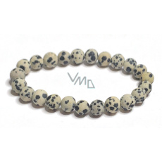 Jaspis Dalmatiner mattes Armband elastischer Naturstein, Kugel 8 mm / 16-17 cm, Stein der positiven Energie Jaspis Dalmatiner mattes Armband elastischer Naturstein, Kugel 8 mm / 16-17 cm, Stein der positiven Energie