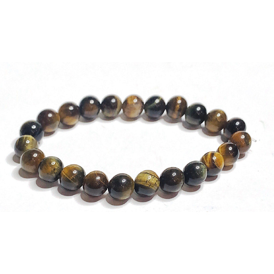 Tigerauge multi dark Armband elastischer Naturstein, Kugel 8 mm / 16-17 cm, Stein der Sonne und Erde, bringt Glück und Reichtum