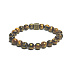 Tigerauge mit königlichem Mantra Om Armband elastischer Naturstein, Kugel 8 mm / 16-17 cm, Stein der Sonne und Erde, bringt Glück und Reichtum