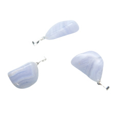 Chalcedon Trommel Anhänger Naturstein, 2,2 - 3 cm, 1 Stück, Stein der Liebe und Freude