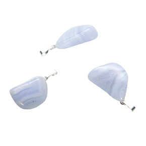 Chalcedon Trommel Anhänger Naturstein, 2,2 - 3 cm, 1 Stück, Stein der Liebe und Freude