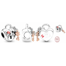 Charms Sterling Silber 925 Disney Minnie Mouse & Mickey Mouse Vorhängeschloss - ewige Liebe, Armband Perle, Liebe Charms Sterling Silber 925 Disney Minnie Mouse & Mickey Mouse Vorhängeschloss - ewige Liebe, Armband Perle, Liebe