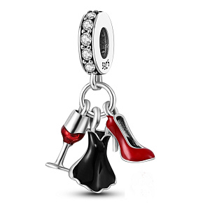 Sterling Silber 925 Chic style - Glas, Kleid, Boot 3in1, Armband Anhänger, Interessen Sterling Silber 925 Chic style - Glas, Kleid, Boot 3in1, Armband Anhänger, Interessen