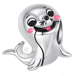 Charme Sterling Silber 925 Seelöwe, Perle am Armband Tier