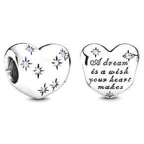 Charm Sterling Silber 925 Disney Cinderella - Traumherz, Perle am Armband weihnachten