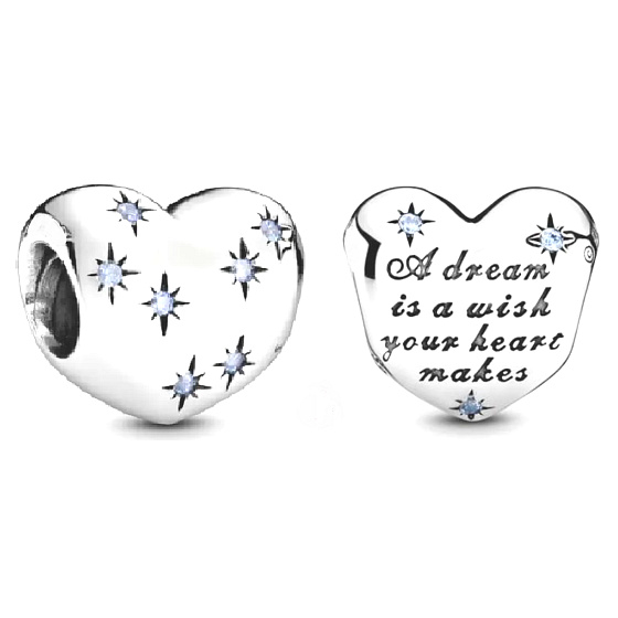 Charm Sterling Silber 925 Disney Cinderella - Traumherz, Perle am Armband weihnachten