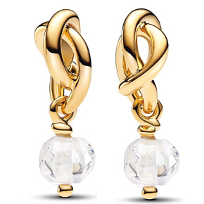 Charm Sterlingsilber 925 Geflochtener facettierter Ewigkeit-Kreis transparent, Anhänger für Armband Symbol April