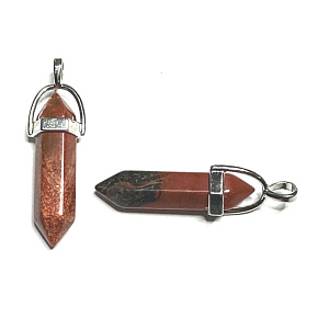 Jaspis rot Pendel Sechseck Anhänger Naturstein 41 x 13 mm, Vollpflege Stein