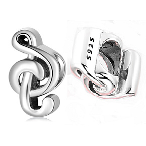 Charme Sterling Silber 925 Violine Schlüssel, Perle auf Armband Interessen