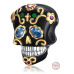 Charm Sterlingsilber 925 Schädel schwarz und goldenes Kreuz, Perle für Armband Halloween