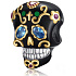 Charm Sterlingsilber 925 Schädel schwarz und goldenes Kreuz, Perle für Armband Halloween