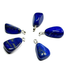 Lapis Lazuli Trommel-Anhänger Naturstein, M ca. 2,6 cm, 1 Stück, Qualität AAA Harmoniestein
