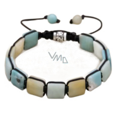 Amazonit náramek pletený přírodní kámen, rozměr 10 x 10 x 5 mm / 18,5 cm, posuvné zapínání, kámen naděje