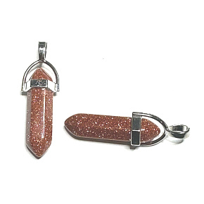 Goldstein Goldpendel Sechseck-Anhänger 41 x 13 mm, Stein des Anstoßes