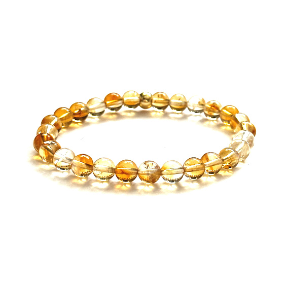 Citrin Armband elastischer Naturstein, Kugel 6 mm / 16 - 17 cm, AA Qualität, Stein des Überflusses, Erfolg