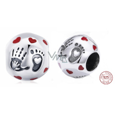 Charme Sterling Silber 925 Liebe in der Handfläche der Hand, Perle auf dem Armband Familie Charme Sterling Silber 925 Liebe in der Handfläche der Hand, Perle auf dem Armband Familie