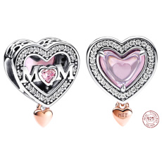 Charme Sterling Silber 925 Mum - gestanztes Herz Mum, Perle am Armband Familie