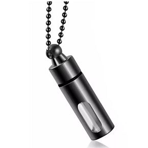 Urnen-Gedenkanhänger, Hohlrohr, wasserdicht, Edelstahl, schwarz 13 mm x 49 mm + 60 cm Kette Urnen-Gedenkanhänger, Hohlrohr, wasserdicht, Edelstahl, schwarz 13 mm x 49 mm + 60 cm Kette
