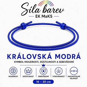 Šňůrkový náramek Síla barev – Královská modrá | Symbol moudrosti, důstojnosti a sebevědomí | nastavitelný 16 - 30 cm