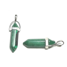 Malachit Pendel Sechseck-Anhänger Naturstein 41 x 13 mm, Wunschstein