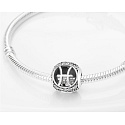 Fische, Sternzeichen, Silber + Zirkonia-Armbandanhänger, Kugel 9 mm 1 Stück