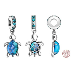 Sterling Silber 925 Meeresschildkröte Muranoglas-Anhänger Armband Tier