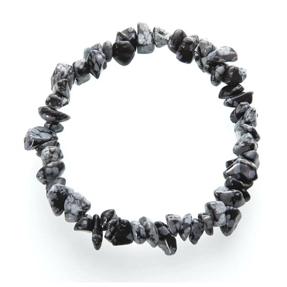 Obsidianflake Armband elastisch gehackter Naturstein 19 cm, Rettungsstein